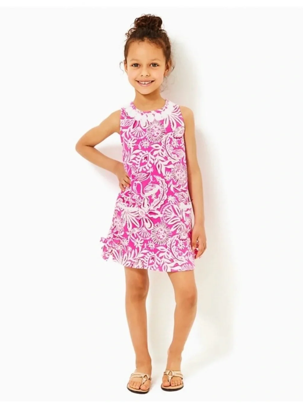Lilly Pulitzer Girl’s Little Lilly Shift Dress Multicolor Printed Side Bow Ties